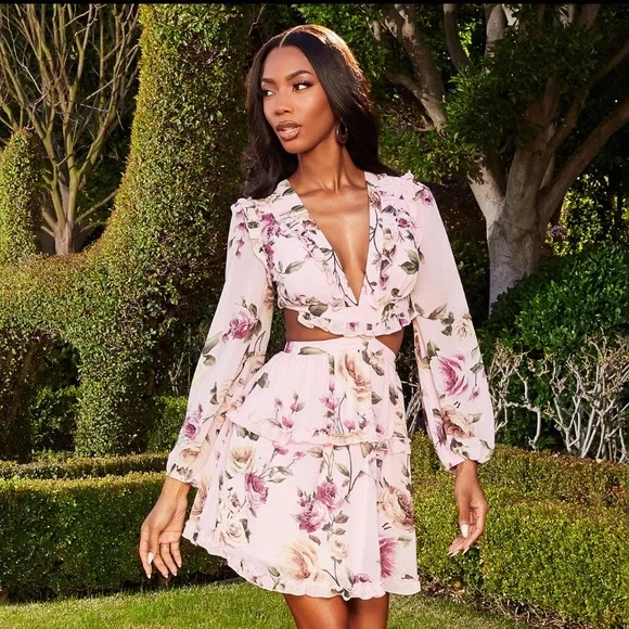 fashion nova pink ruffle dress Ruffles and Roses Mini Dress - Neon Pink